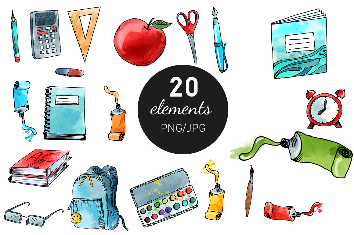 1160x772 Back To School. Watercolor Amp Vector