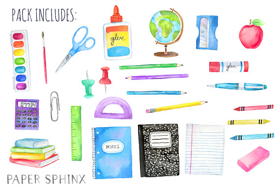 570x379 Clipart School Watercolor