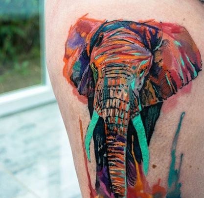 417x403 Elephant Watercolor Tattoo By Ondrash
