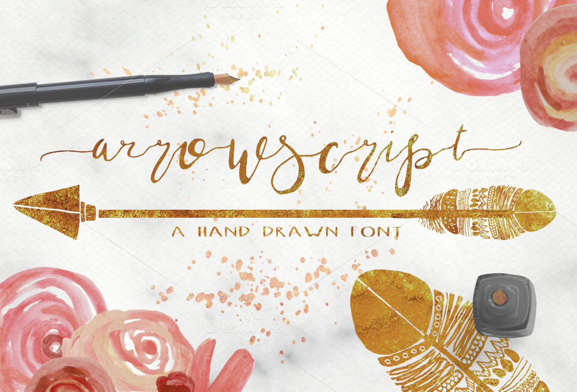 1160x788 Arrowscript Font Amp Watercolor Bonus Fonts