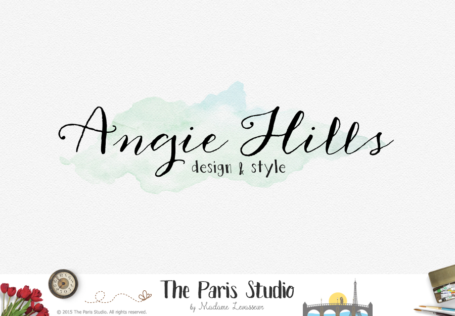 900x626 Watercolor Script Font Logo Design Blog Logo, Website Logo
