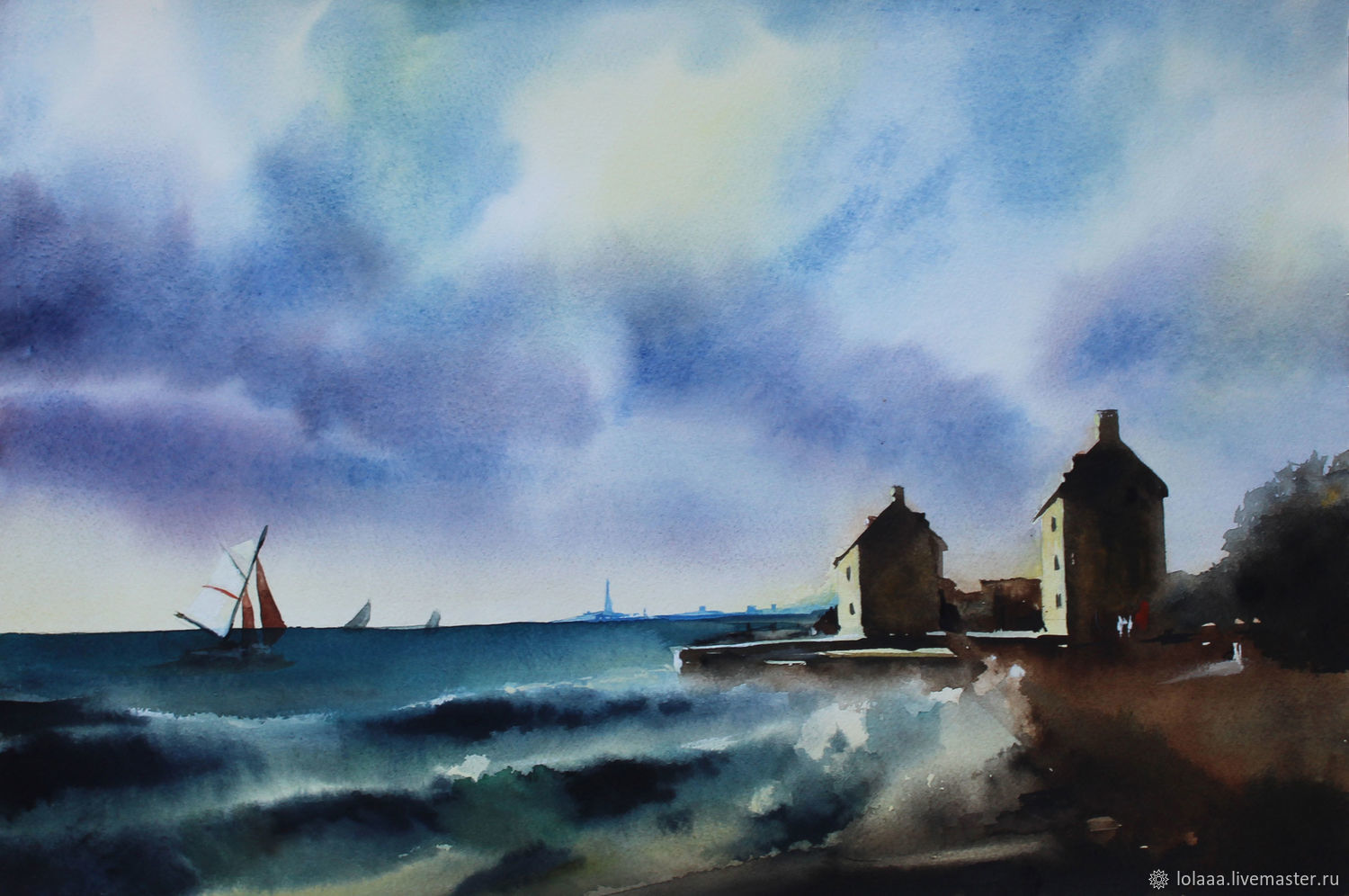 1500x996 Painting Watercolor Volnorez Sea, 3045 Cm Shop Online On