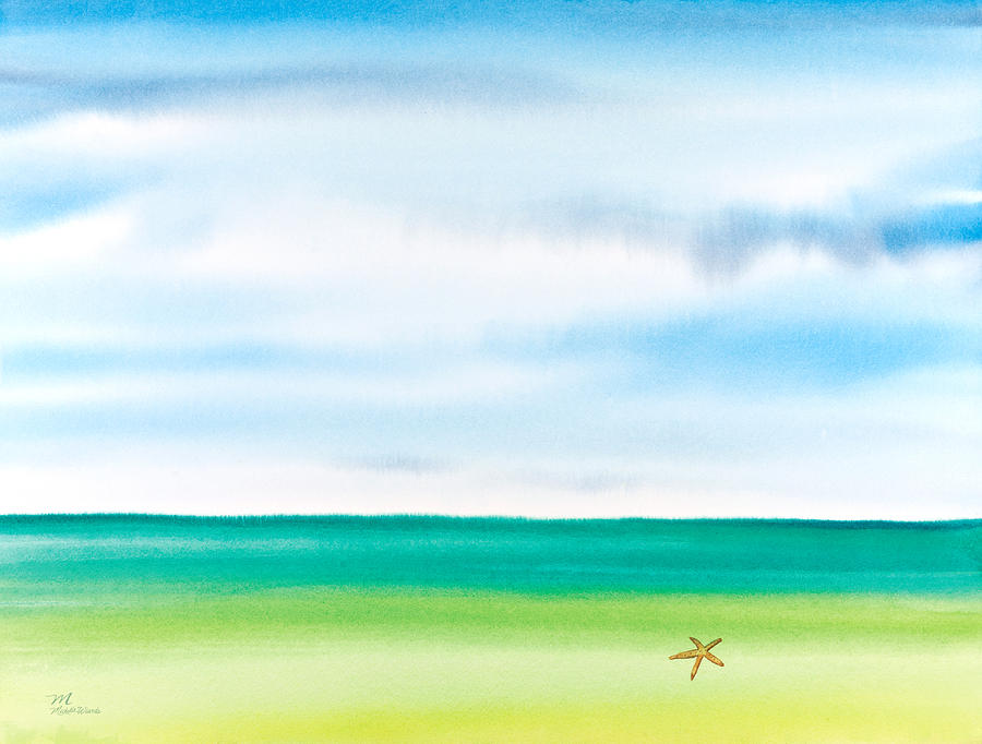 900x682 Throwing Starfish Into The Sea Watercolor Painting Painting By