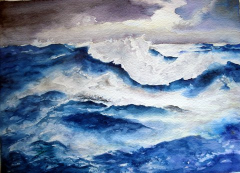 480x346 Watercolor Sea 01 Watercolor On Paper. Old Study Based In