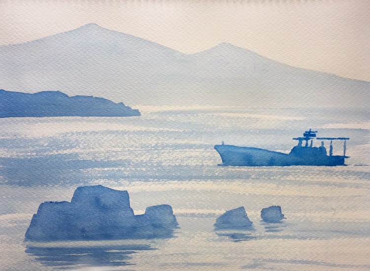 750x550 How To Paint The Sea In Watercolor, 1 Brush, 1 Color! ~