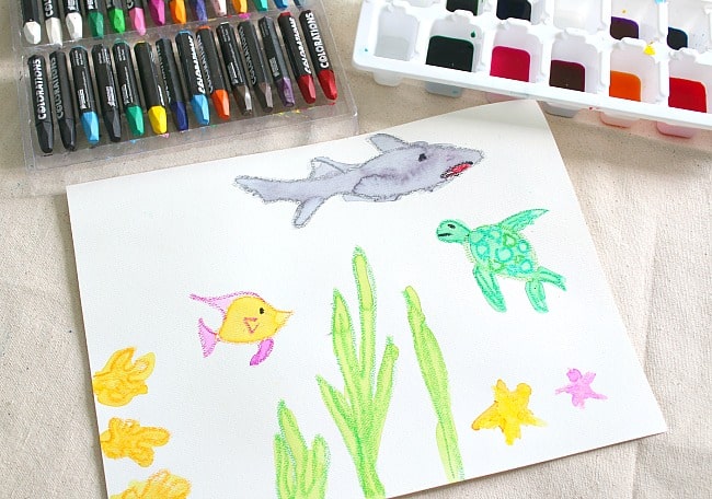 650x456 Cool Ocean Art Project For Kids Using Salt And Watercolor Paint