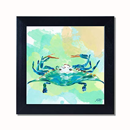 425x425 Watercolor Sea Creatures I Crab Black Framed Art Print