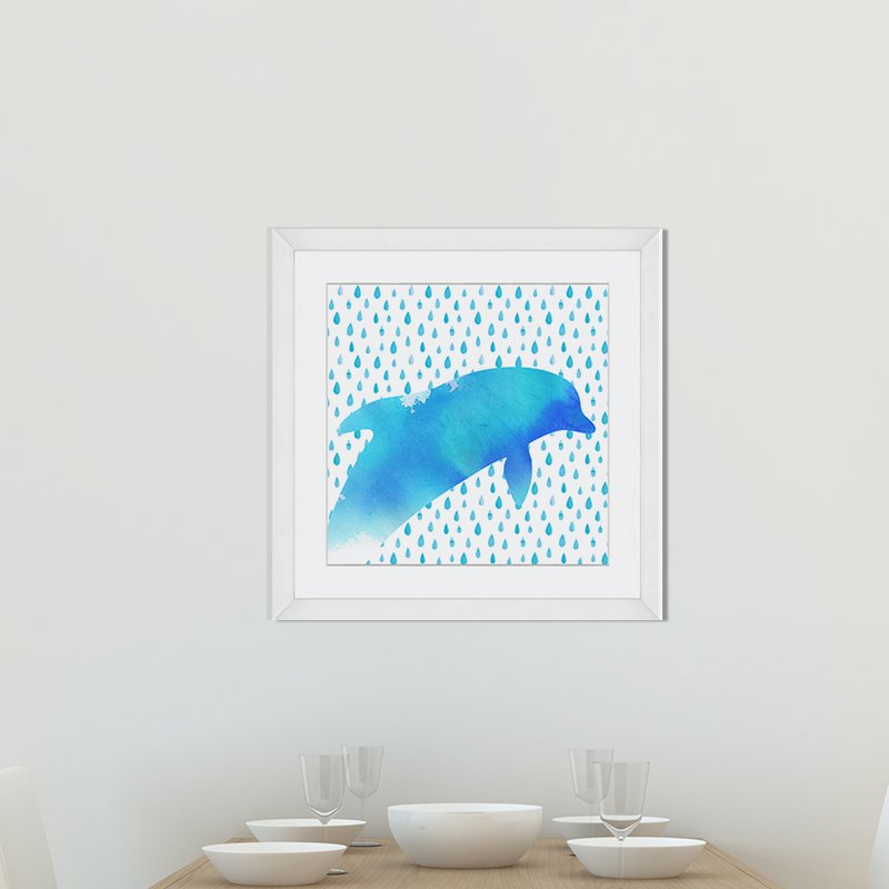 800x800 Birch Lane Dolphin Watercolor Sea Creatures Framed Graphic