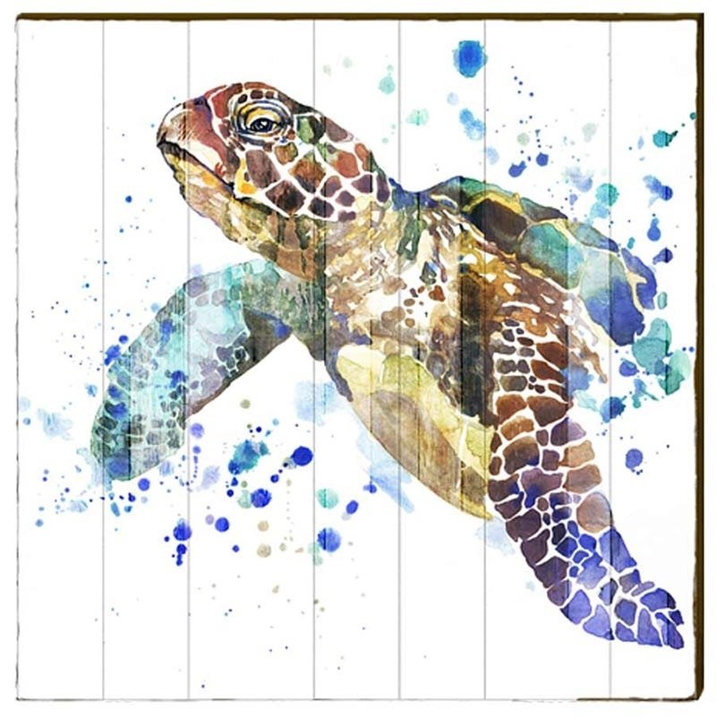 800x800 Sea Turtle Watercolor Wood Art 30x30 Mill Wood Art