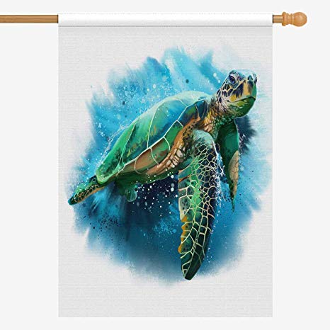 466x466 Interestprint House Flag Watercolor Sea Turtle Home