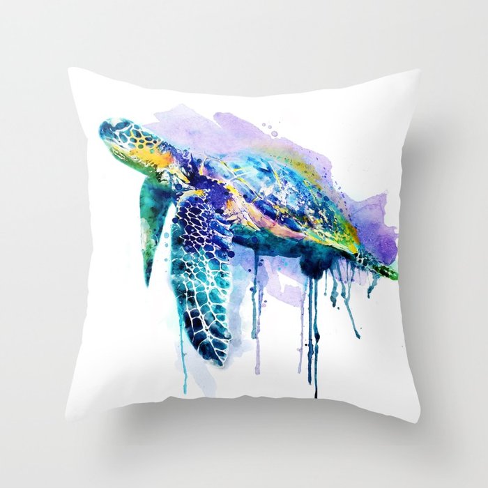 700x700 Watercolor Sea Turtle Throw Pillow By Marianvoicu Society6