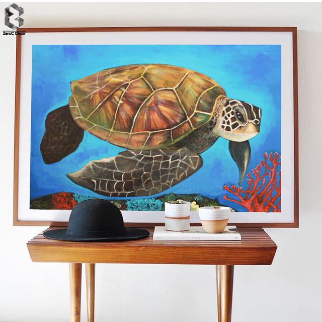 640x640 Watercolor Sea Turtle Wall Art Prints And Posters Canvas Painting