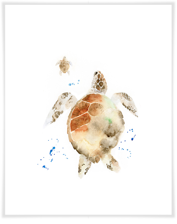 614x775 Watercolor Sea Turtles, Reptiles Amp Amphibians Canvas Wall Art
