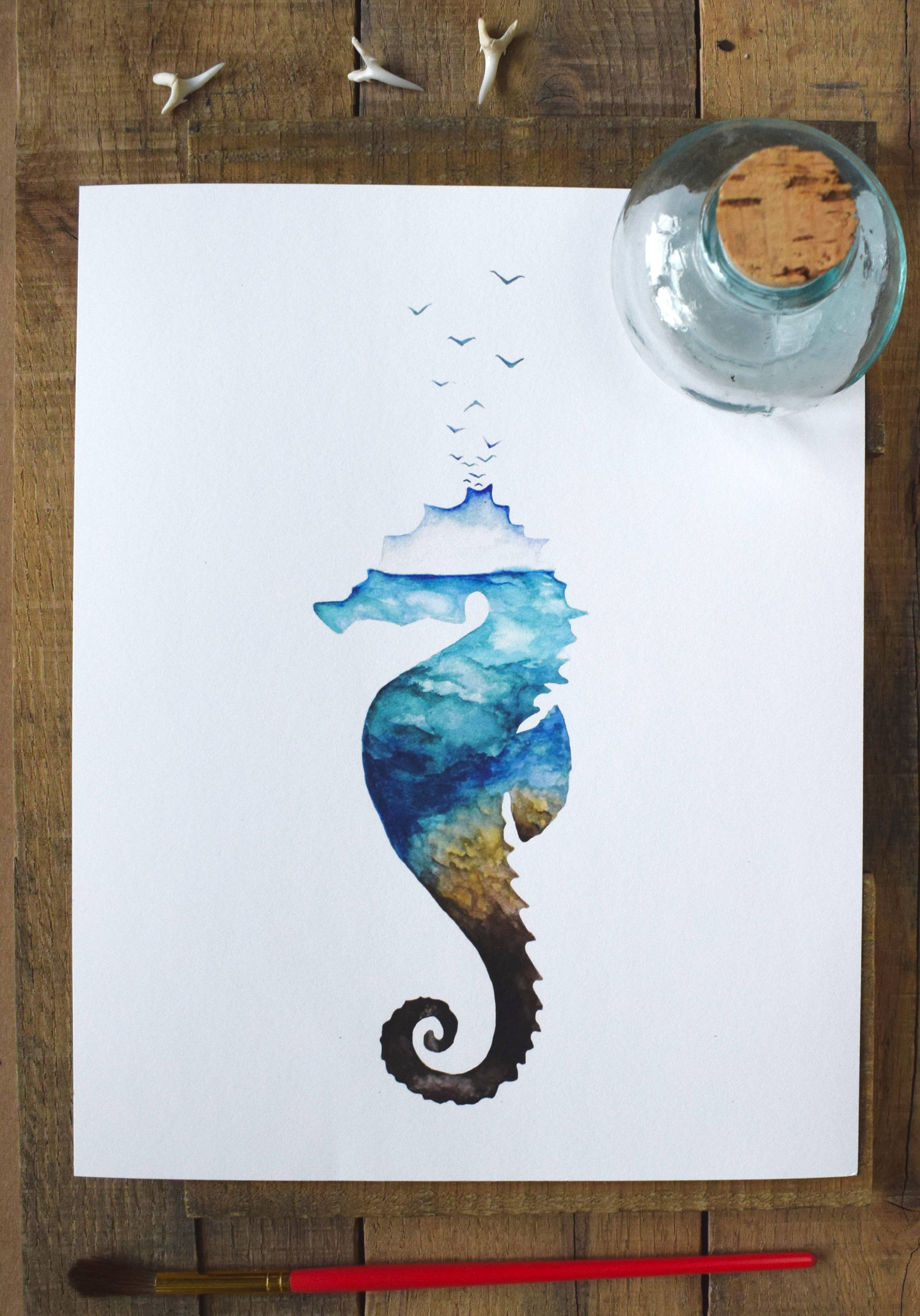 2098x3000 Ocean Seahorse Watercolor Seahorse Painting Ocean Life Etsy