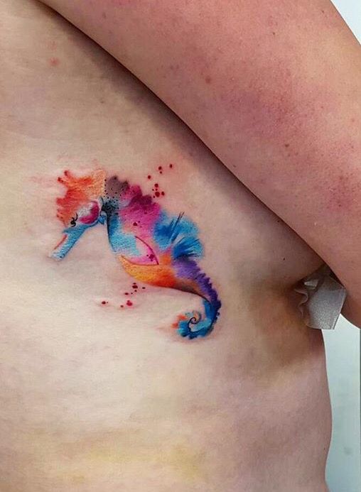 508x693 Simona Blanar Watercolor Seahorse Tattoo Ink