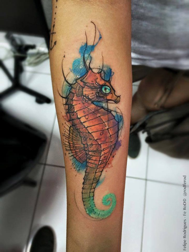 730x973 Watercolor Seahorse Best Tattoo Design Ideas