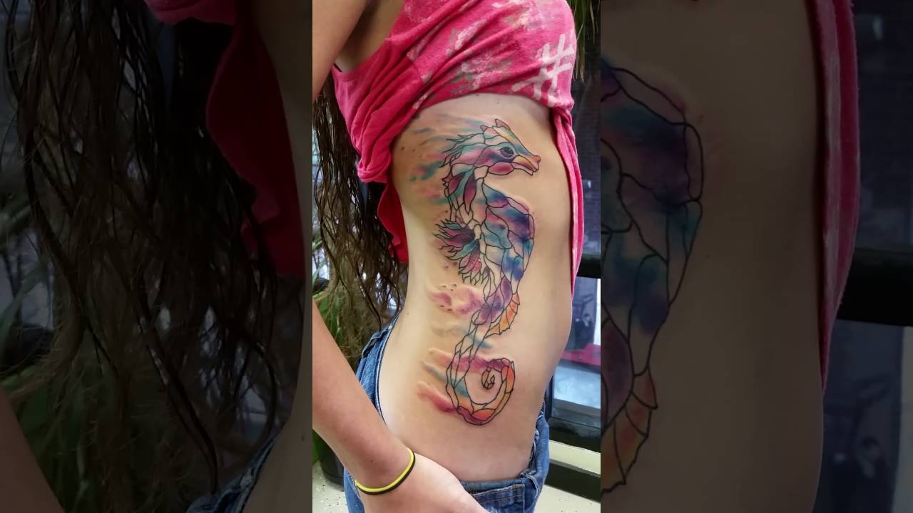 1280x720 Watercolor Seahorse Tattoo By Jeffrey Ziozios