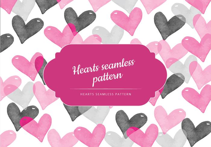700x490 Vector Seamless Pattern Of Watercolor Hearts
