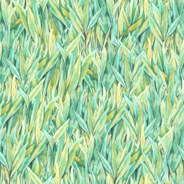 590x590 Watercolor Seamless Pattern With Grass By Depiano Graphicriver