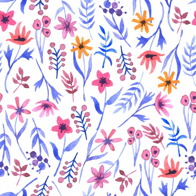 626x626 Watercolor Seamless Pattern With Flowers Vector Free Download