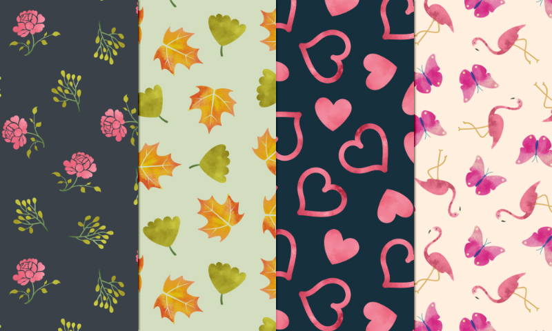 800x480 Freebie Watercolor Seamless Patterns