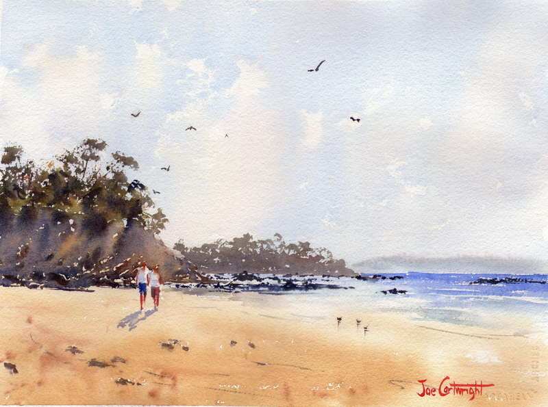 800x595 Finished Watercolor Seascape Painting