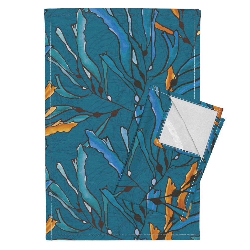 1024x1024 Kelp Seaweed Blue And Yellow Watercolor On Orpington By