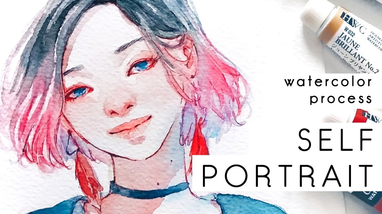 1280x720 Self Portrait Watercolor Illustration