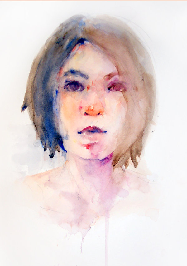 600x852 Watercolor Self Portrait No.4 By Jia Jia