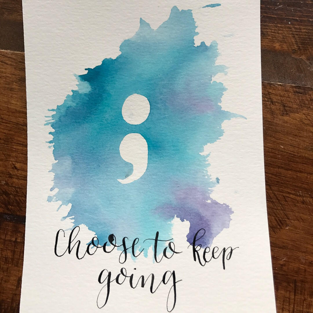 1080x1080 Suicide Awareness Art Project Semicolon Watercolor Semicolon Etsy