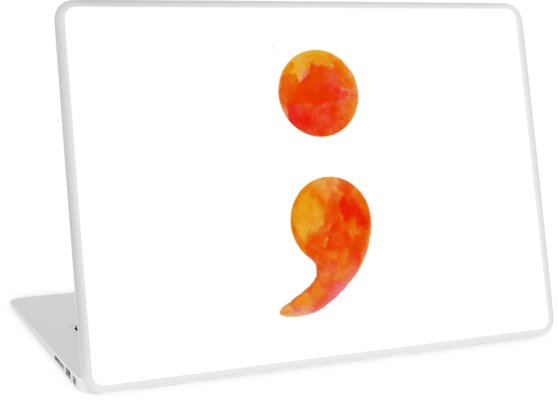 558x400 Watercolor Semicolon (Warm Colors) Laptop Skins By Legendofzeldy
