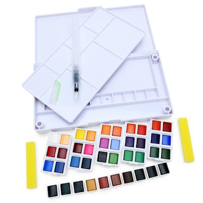 400x400 40 Watercolor Set Includes Water Brush, Sponges And Mixing Palette