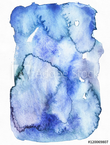 380x500 Blue Watercolor Hand Drawn Abstract Shape Based On Ink Drips And