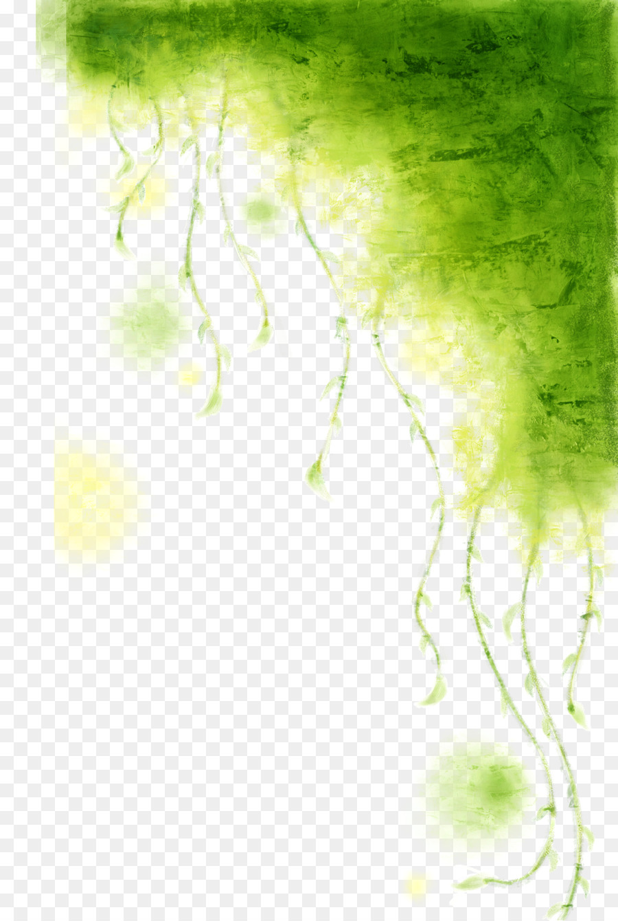 900x1340 Download Vine Watercolor Painting Green Green Dream Shading
