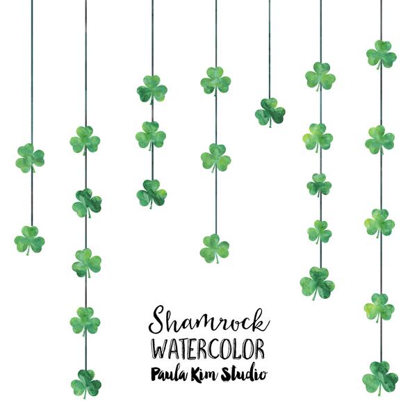 600x600 Hanging Watercolor Shamrocks Paula Kim Studio