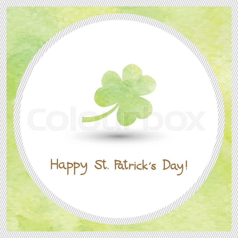 800x800 Watercolor Shamrock For Happy Saint Patrick S Day. Stock Vector