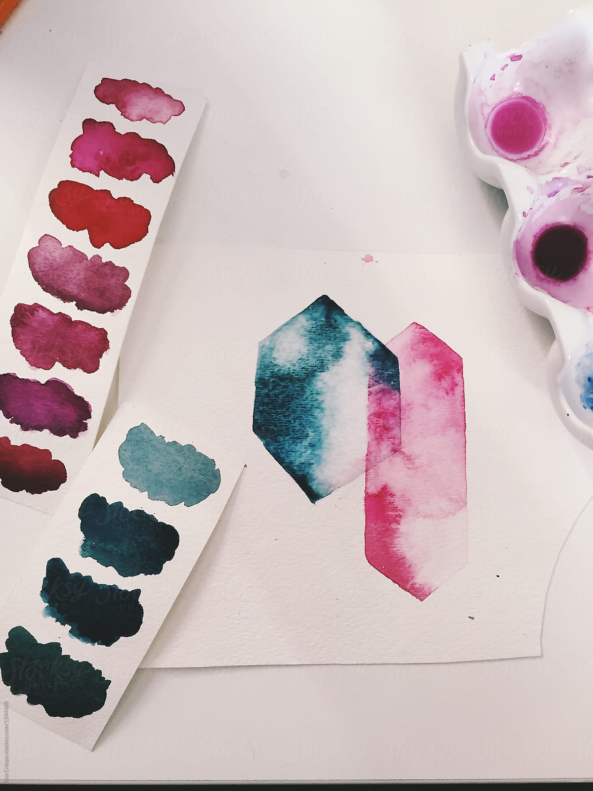 1200x1600 Color Swatches And Watercolor Shapes Stocksy United