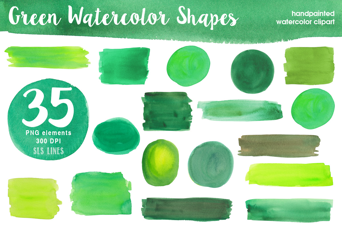 1200x800 Green Watercolor Shapes By Sls Lines