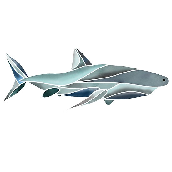 550x550 Geometric Watercolor Shark Posters By Maayan Golbus Redbubble