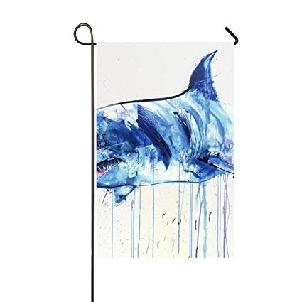 425x425 Xasff Watercolor Shark Garden Flag Polyester Yard