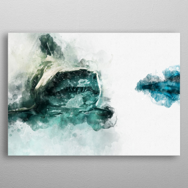 640x640 Watercolor Shark By Christian K Metal Posters