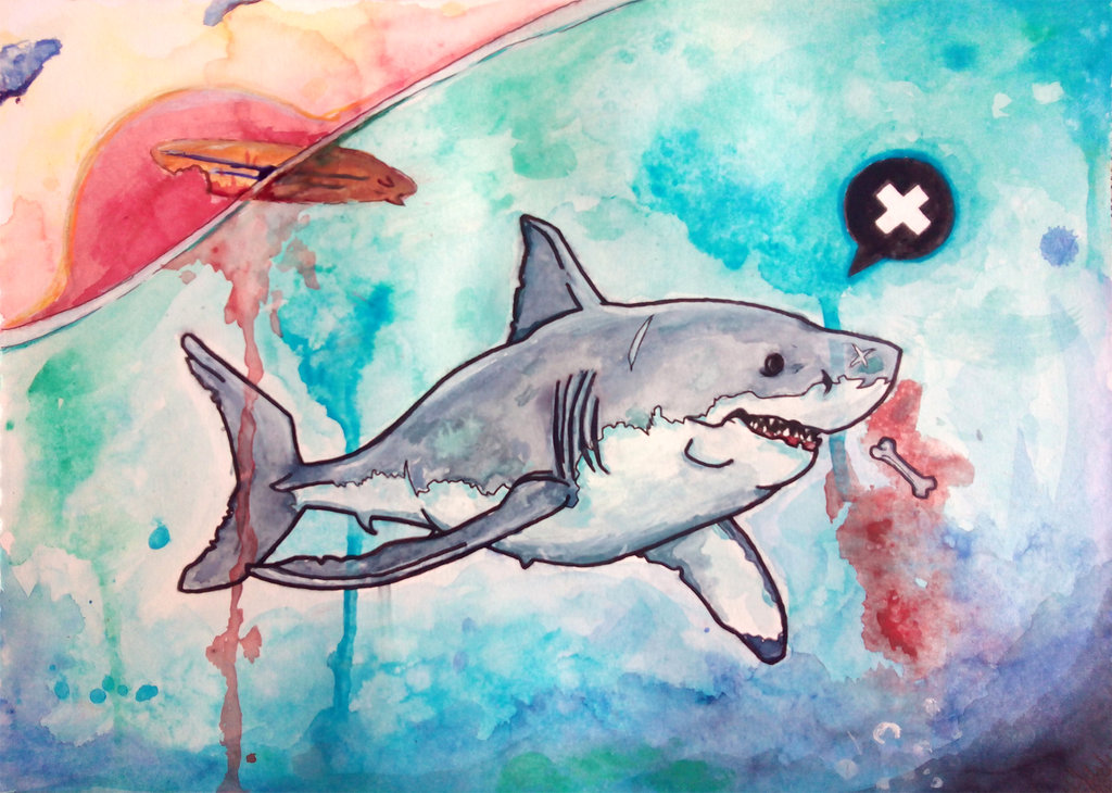 1024x730 Watercolor Shark By Sanjota