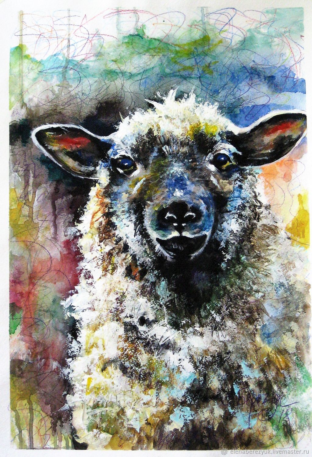 1024x1500 Painting Watercolor Sheep Stylish Beautiful Painting In The