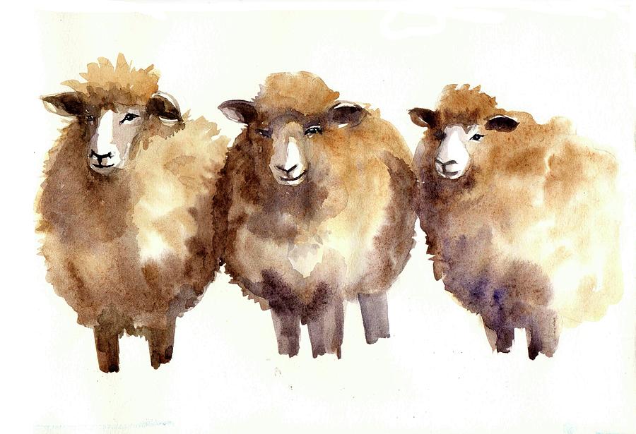 900x615 Watercolor Sheep Painting By Tatyana Komtsyan
