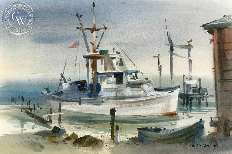 800x533 Shrimp Boat, Art By Robert E. Wood California Watercolor