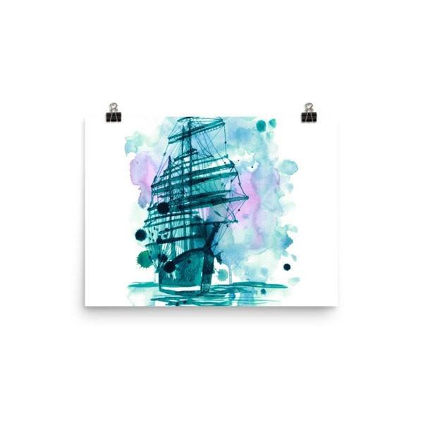 600x600 Watercolor Ship Poster Hutsylife