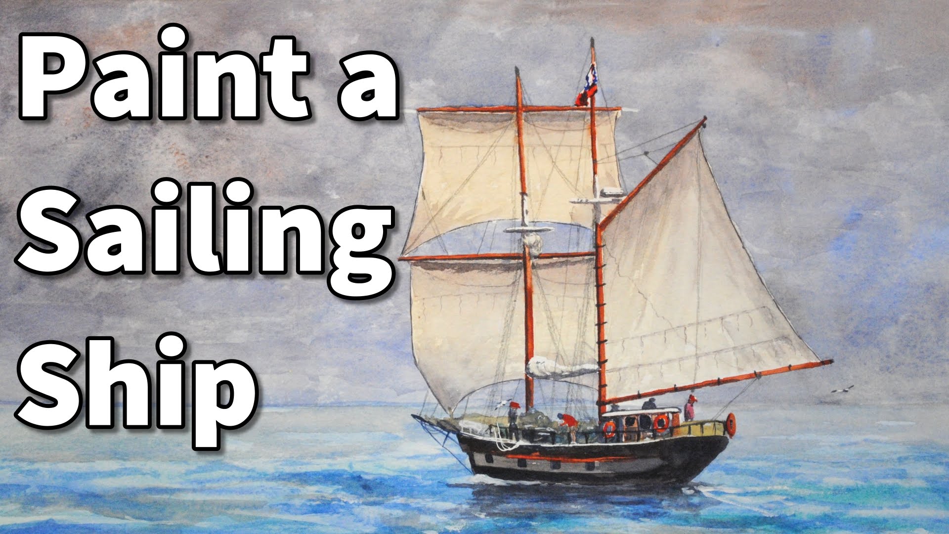 1920x1080 How To Paint A Sailboat In Watercolor Sailing Ship Time Lapse