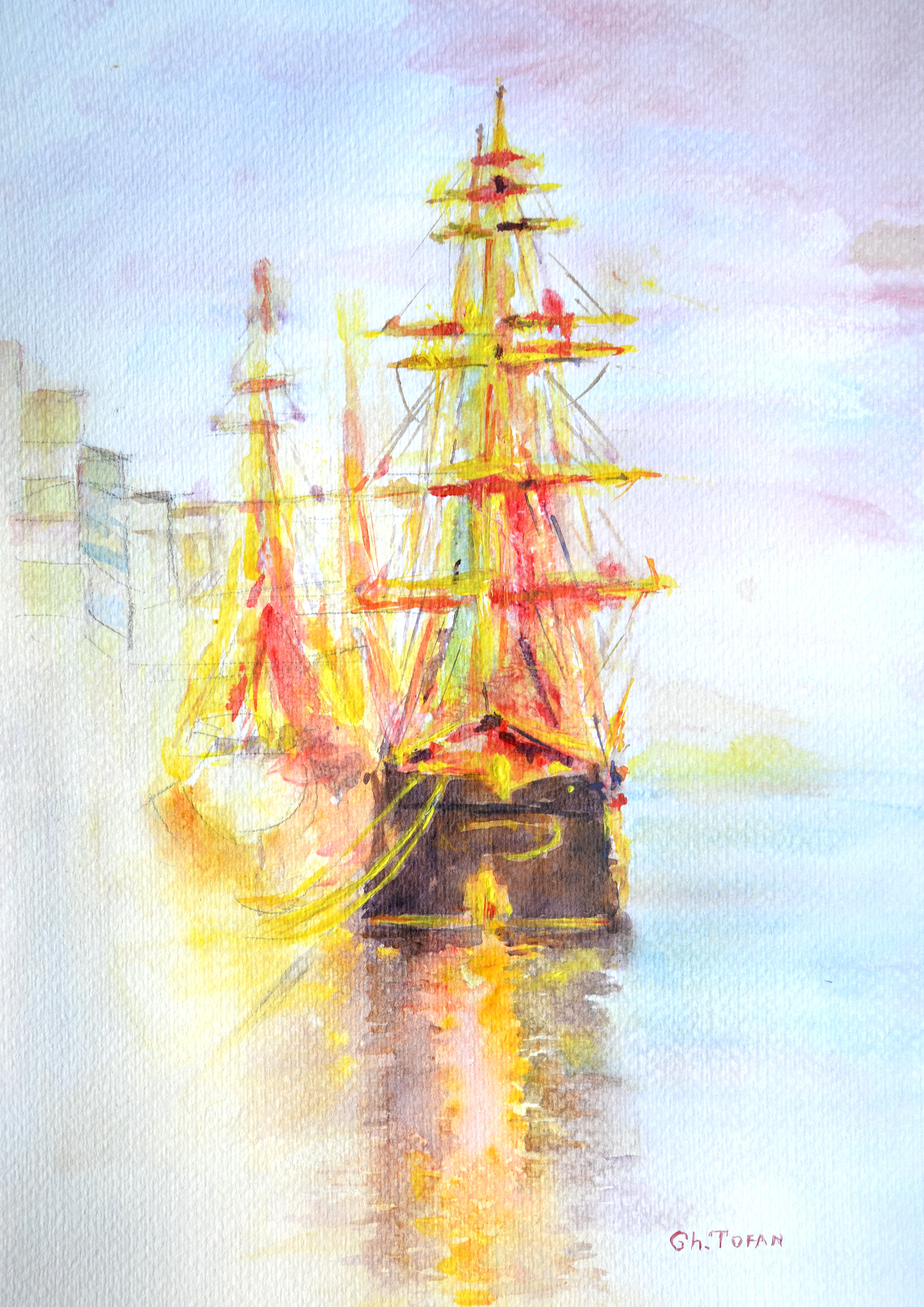 3189x4509 Jeanie Johnston Tall Ship (Famine Ship), Dublin, Acrylic On