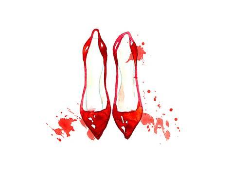 473x355 Red Watercolor Shoes Posters
