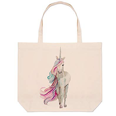 395x395 Hiros Watercolor Unicorn Themed Tote Bag,natural Shopping Bag
